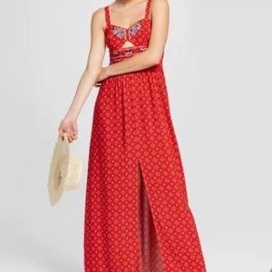Red cut out maxi dress